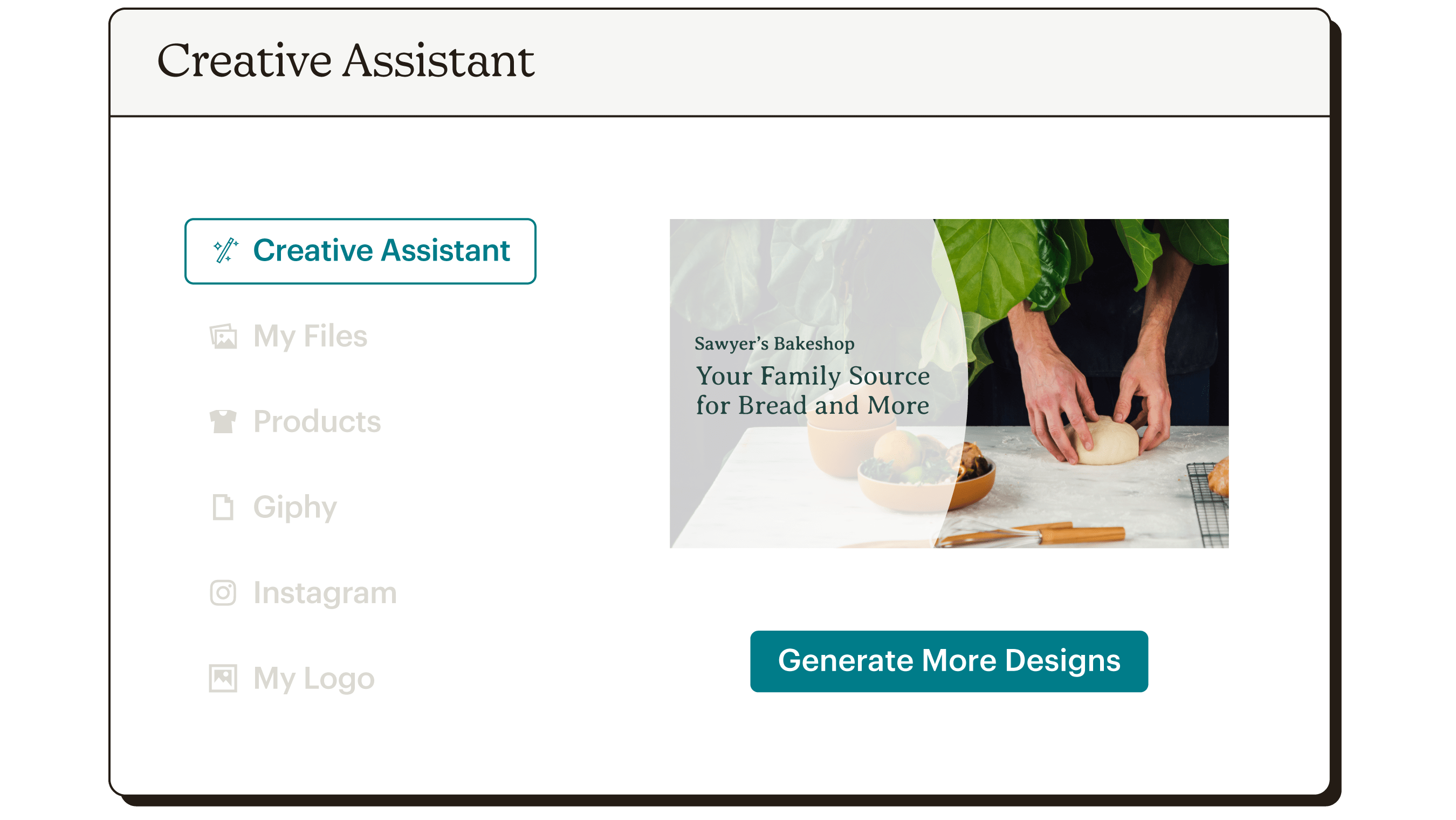 Creative Assistant UI Sawyer's Bakeshop Static