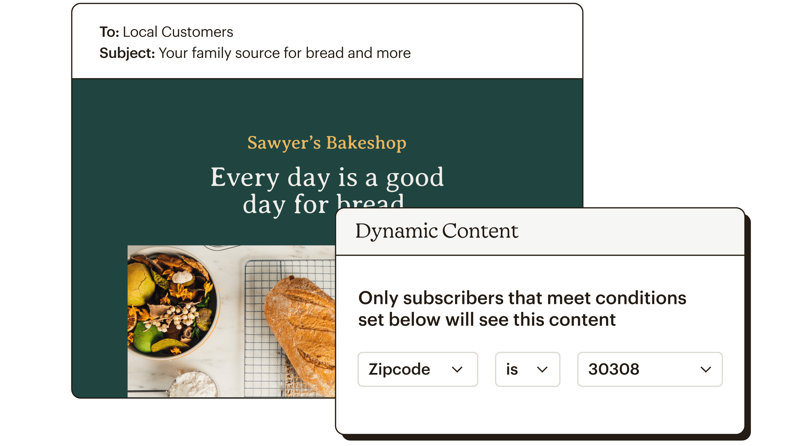 Dynamic Content Abstract UI Sawyer's Bakeshop Static Meet Conditions