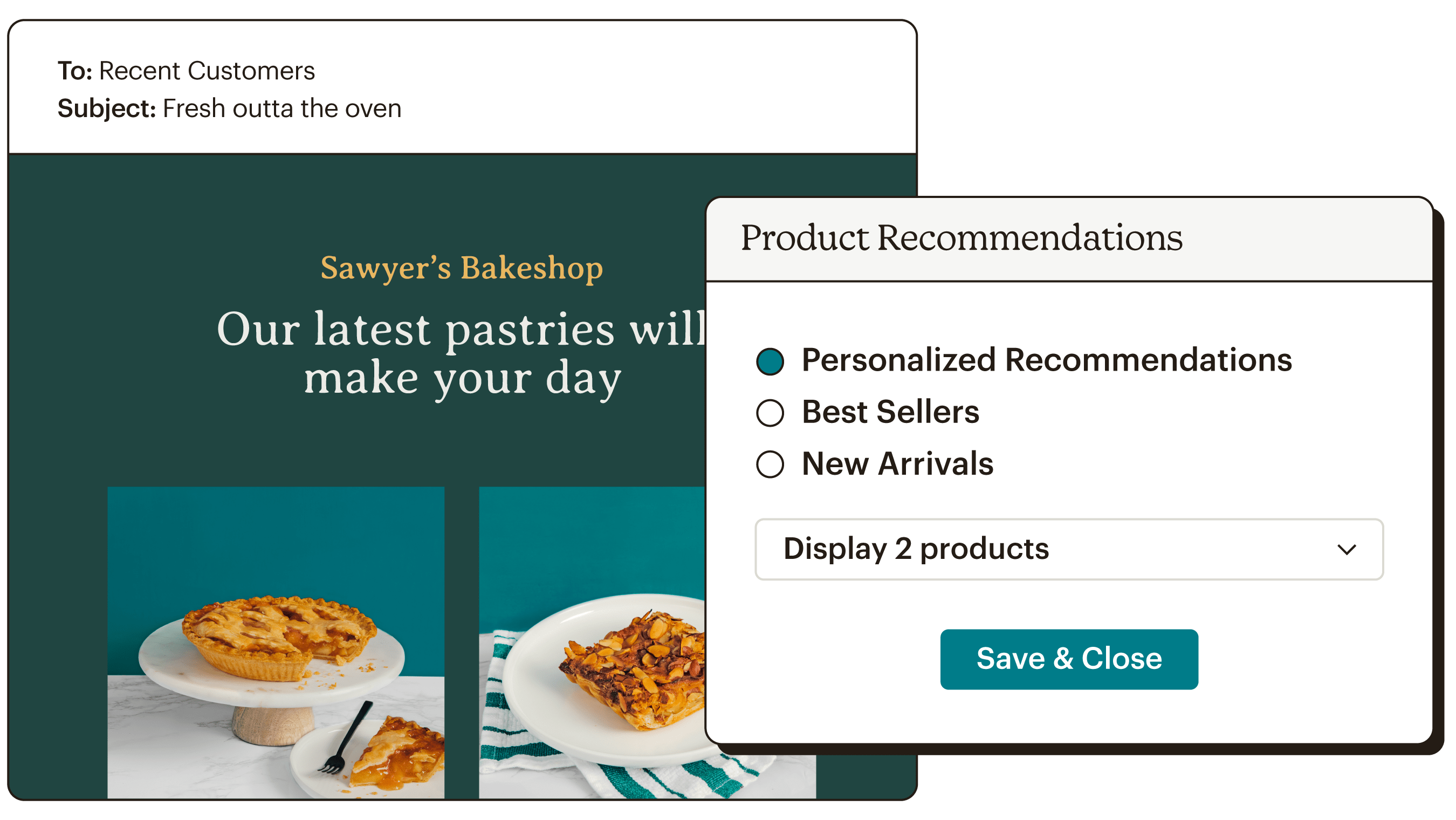 Product Recommendations Abstract UI Sawyers Bakeshop Wide Static