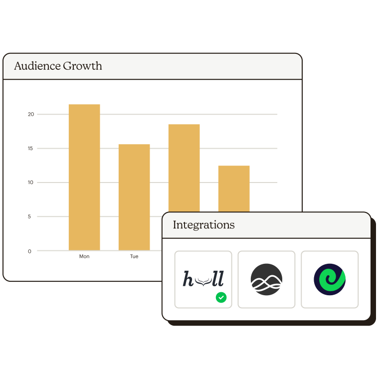 Audience growth chart with data integration options.