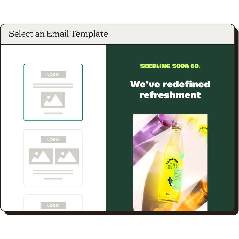 Selecting an email template.