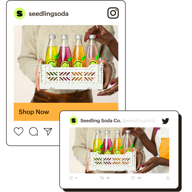 Examples of an Instagram ad and Twitter ad.