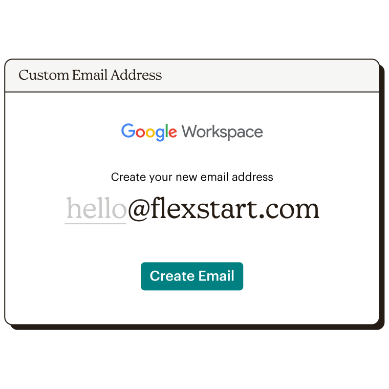 Abstract UI of a custom email address created with Google Workspace