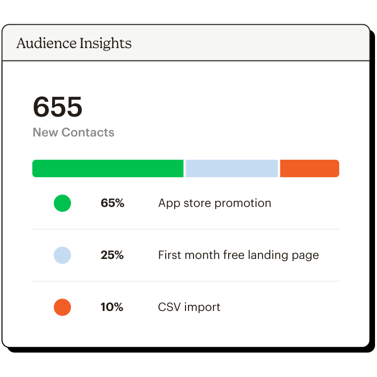 Audience insights dashboard showing recent campaign data.