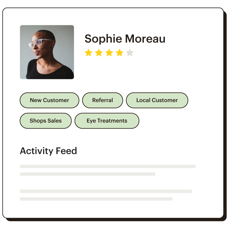 User profile for Sophie Moreau showing her tags and activity feed.