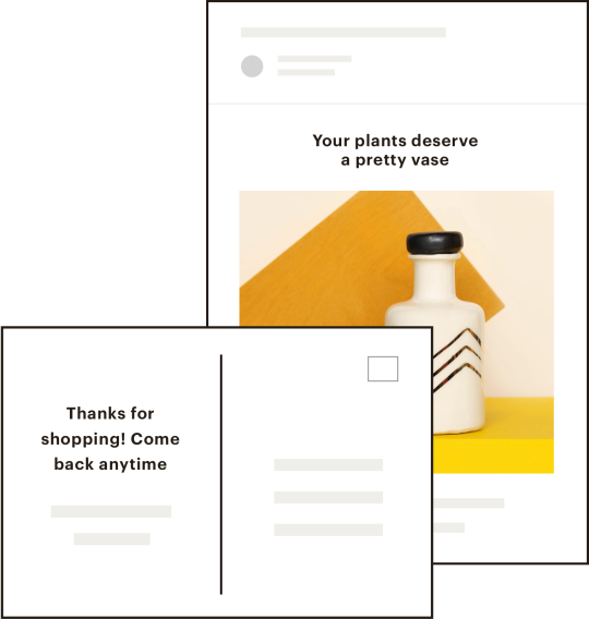Postcard and email examples.