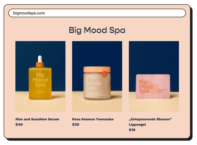 Beispiel: Homepage von Big Mood Spa mit drei Artikeln.