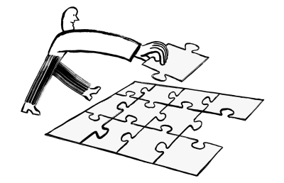 Person completing puzzle.
