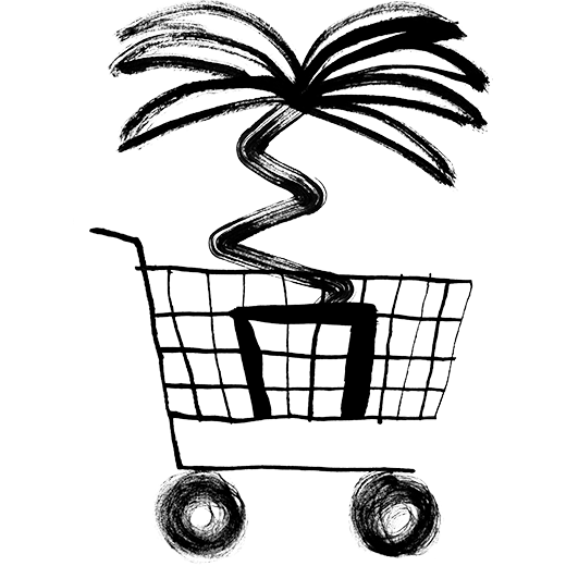 illustration of a shopping cart with a plant
