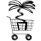 illustration of a shopping cart with a plant