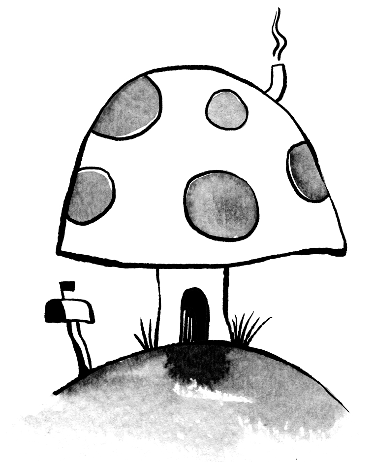 Illustration of a mushroom house